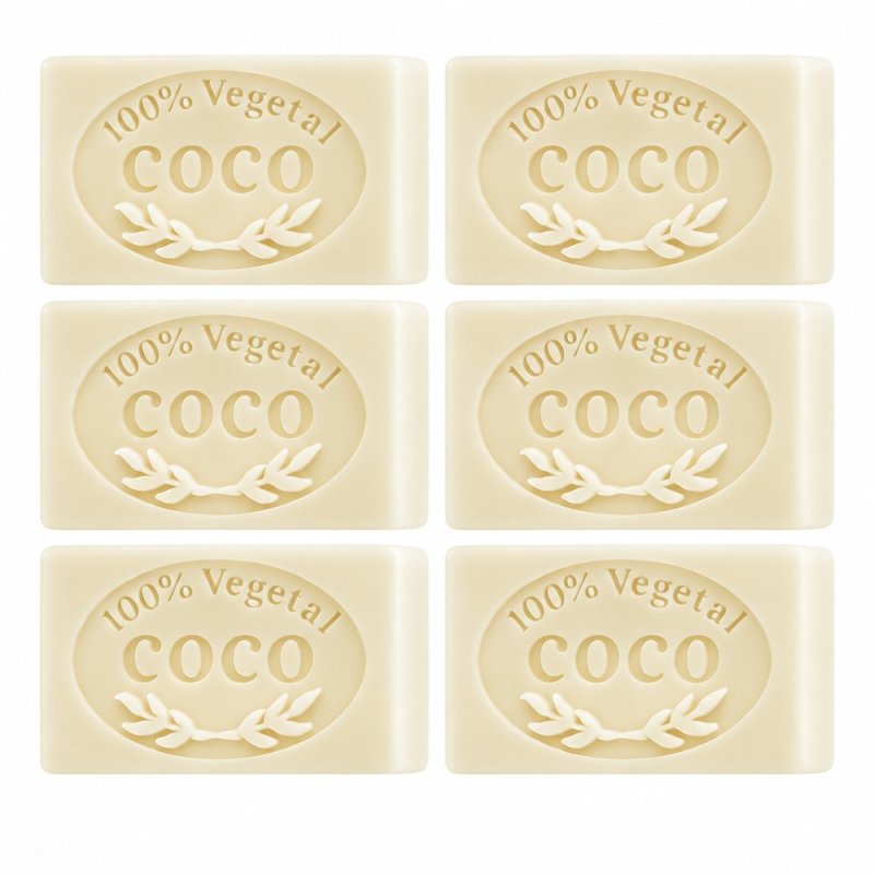Molde jabon de coco — seis pastillas de jabón