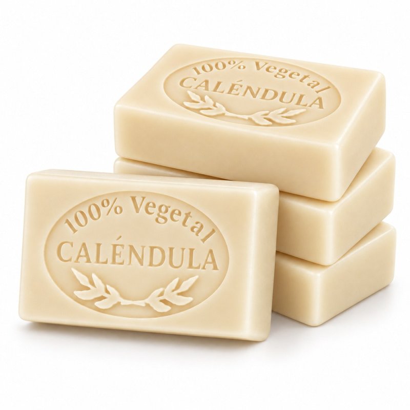 Molde jabon de calendula — cuatro jabones apilados