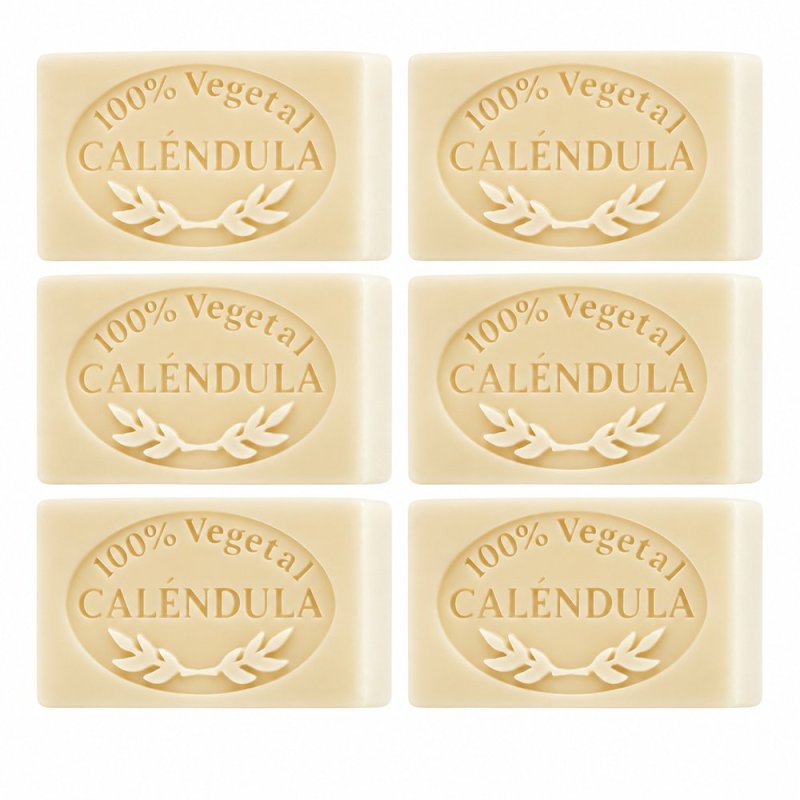 Molde jabon de calendula — seis pastillas de jabón