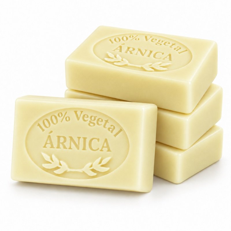Molde jabon de arnica — cuatro jabones apilados