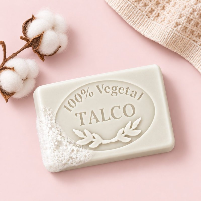 Molde jabon fragancia talco — jabón en escena lifestyle