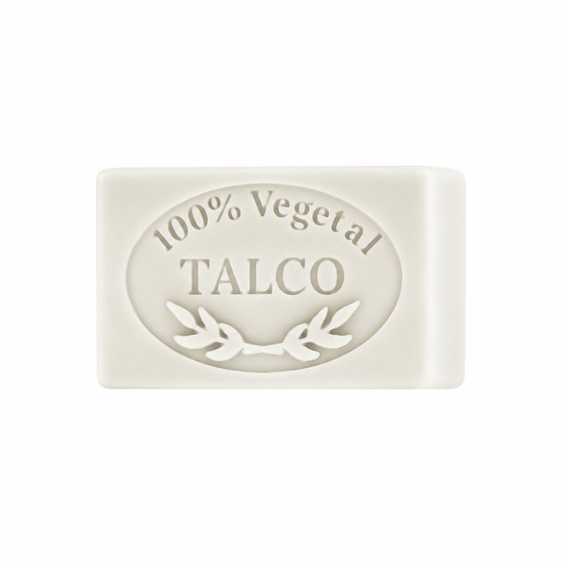 Molde jabon fragancia talco — jabón sobre fondo blanco