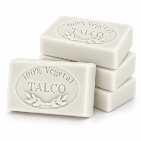 Molde jabon fragancia talco — cuatro jabones apilados