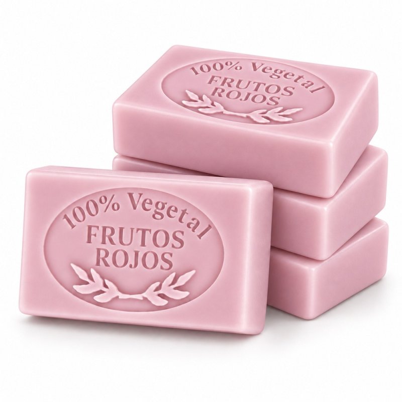 Molde jabon de frutos rojos — cuatro jabones apilados