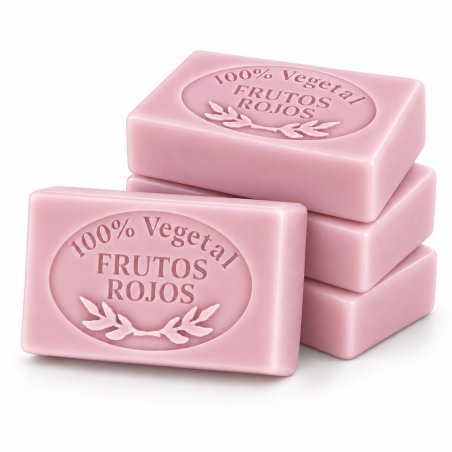 Molde jabon de frutos rojos — cuatro jabones apilados