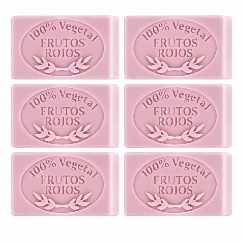 Molde jabon de frutos rojos — seis pastillas de jabón