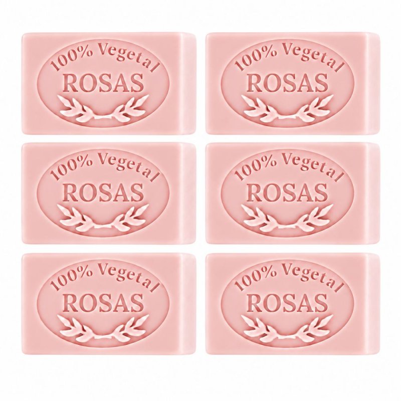 Molde jabon de rosas — seis pastillas de jabón