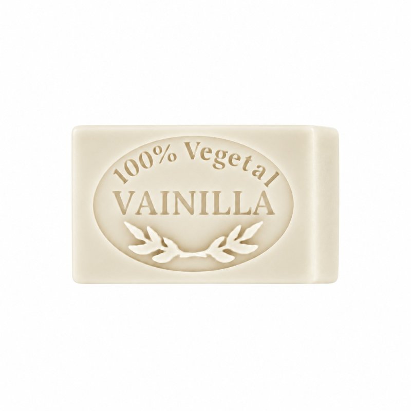 Molde jabon de vainilla — jabón sobre fondo blanco