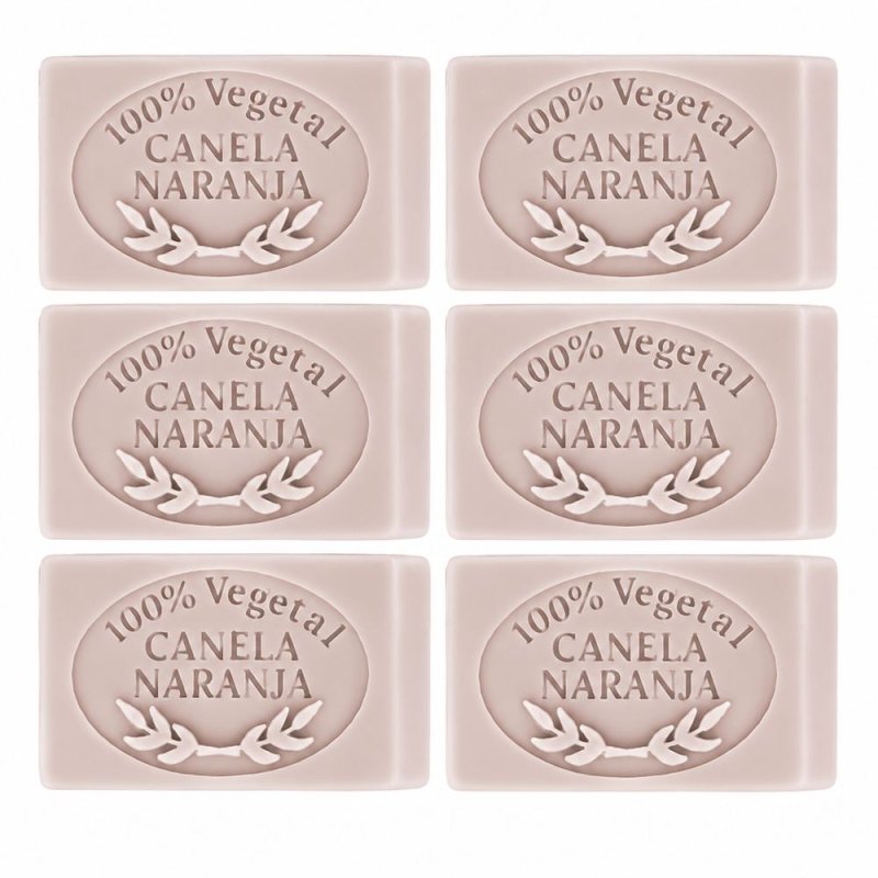 Molde jabon canela naranja — seis pastillas de jabón