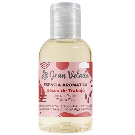 Frasco de essência aromática Deseo de Trabajo com tampa transparente sobre fundo branco