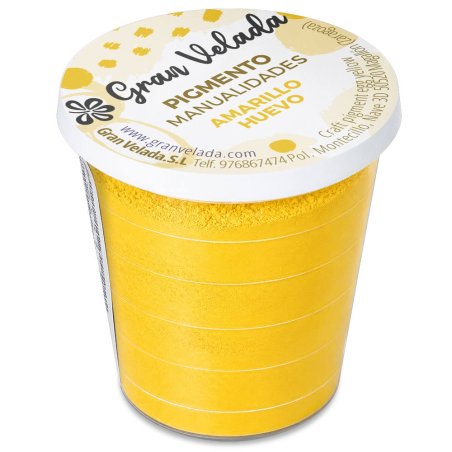 Pigmento amarillo huevo: envase cerrado sobre fondo blanco