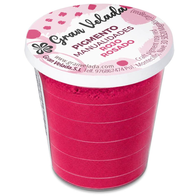 Pigmento rojo rosado: envase cerrado sobre fondo blanco