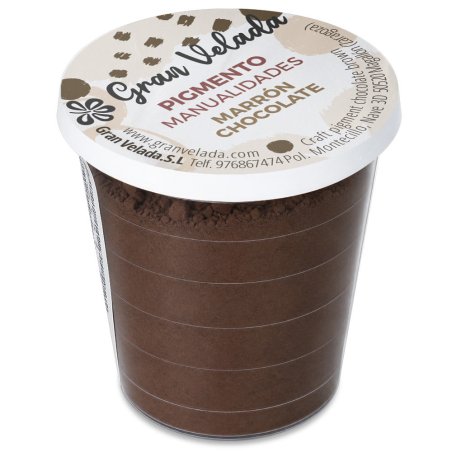 Pigmento marron chocolate: envase cerrado sobre fondo blanco