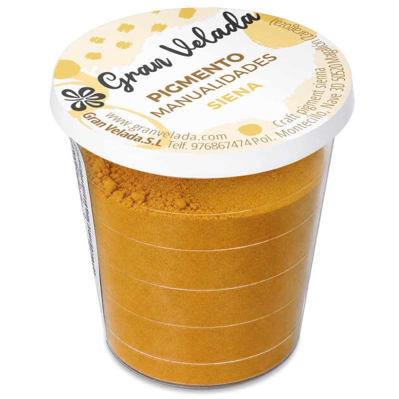 Pigment terre de Sienne: pot fermé sur fond blanc