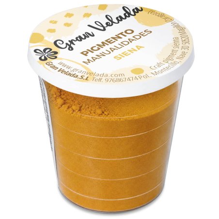 Pigment terre de Sienne: pot fermé sur fond blanc