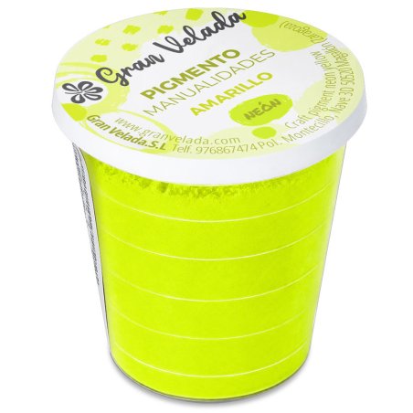 Pigmento cor amarelo neon: embalagem fechada sobre fundo branco