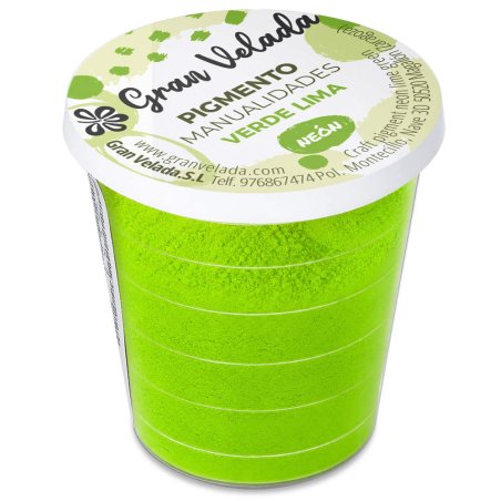 Pigment vert citron néon: pot fermé sur fond blanc