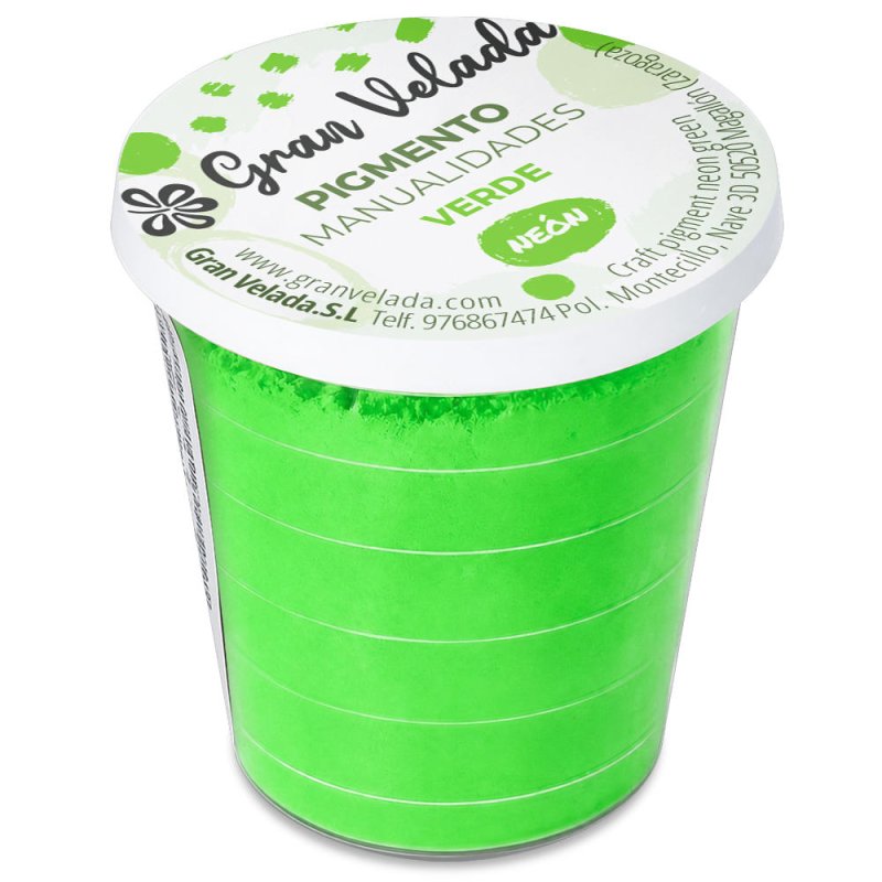 Pigment vert néon: pot fermé sur fond blanc