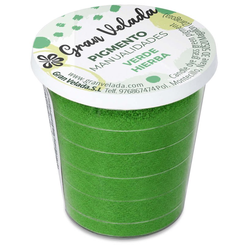 Pigmento verde hierba: envase cerrado sobre fondo blanco