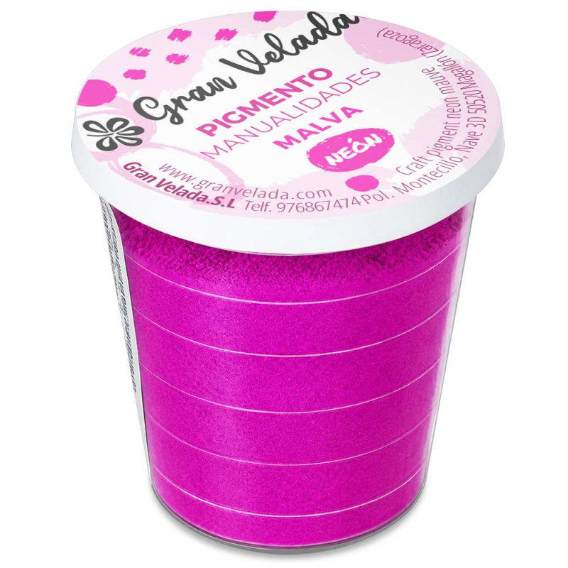 Pigment mauve néon: pot fermé sur fond blanc