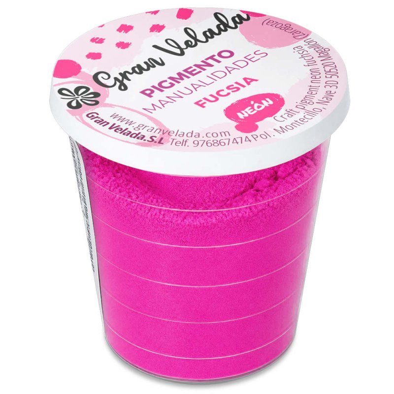 Pigment fuchsia néon: pot fermé sur fond blanc