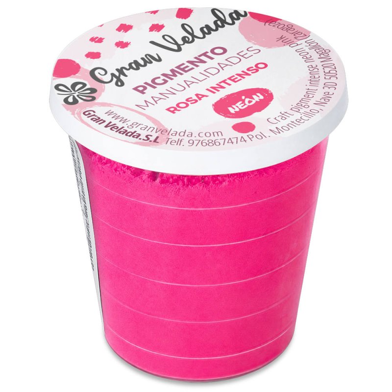 Pigment rose intense néon: pot fermé sur fond blanc