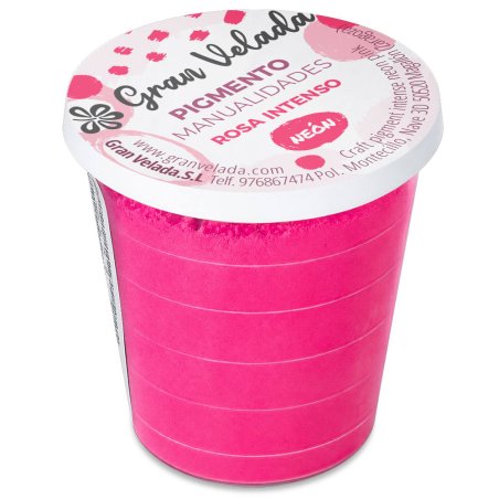 Pigmento rosa intenso neon: envase cerrado sobre fondo blanco