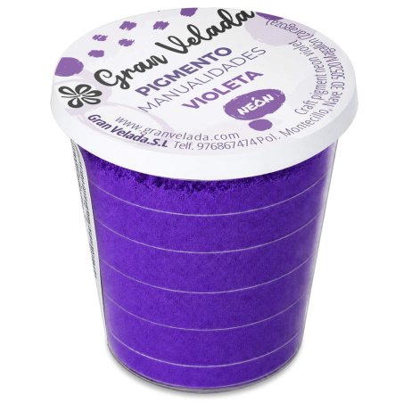 Pigment violet néon: pot fermé sur fond blanc