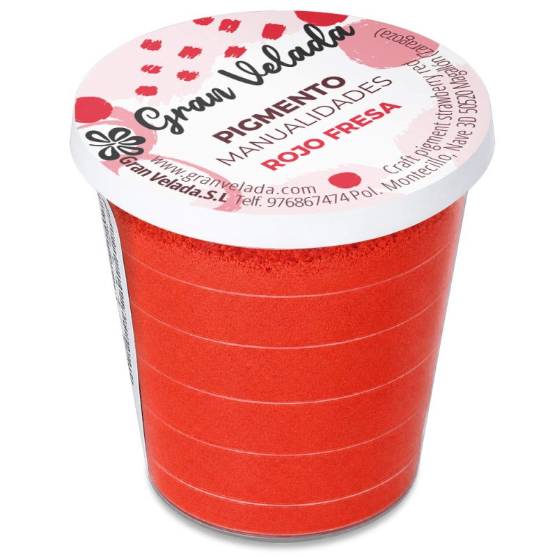 Pigmento vermelho morango: embalagem fechada sobre fundo branco
