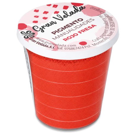 Pigmento vermelho morango: embalagem fechada sobre fundo branco