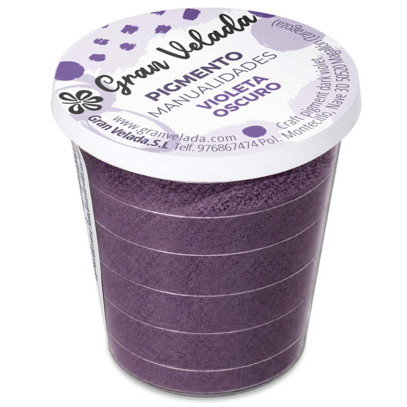 Pigmento violeta escuro: embalagem fechada sobre fundo branco