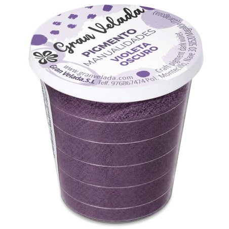 Pigmento violeta oscuro: envase cerrado sobre fondo blanco