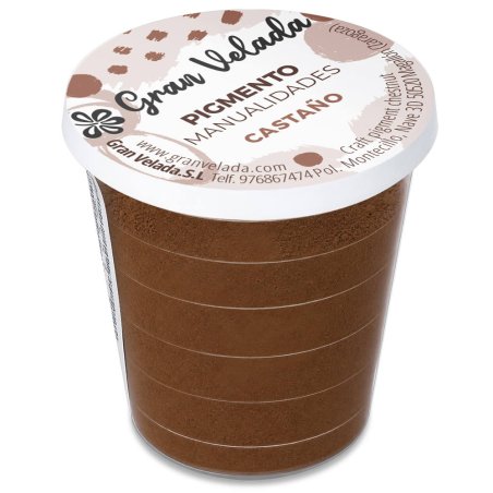 Pigmento castaño: envase cerrado sobre fondo blanco