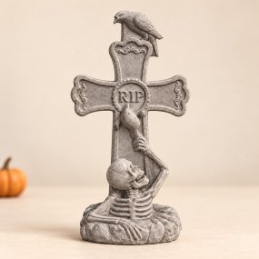 Moule pour plâtre croix RIP avec squelette et corbeau
