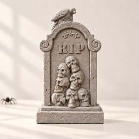 Molde para escayola lápida RIP con calaveras y cuervo