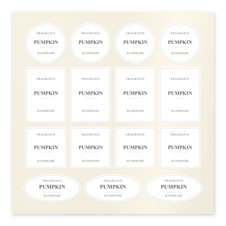 Folha de autocolantes Pumpkin em branco, com formas redondas, retangulares, quadradas e ovais