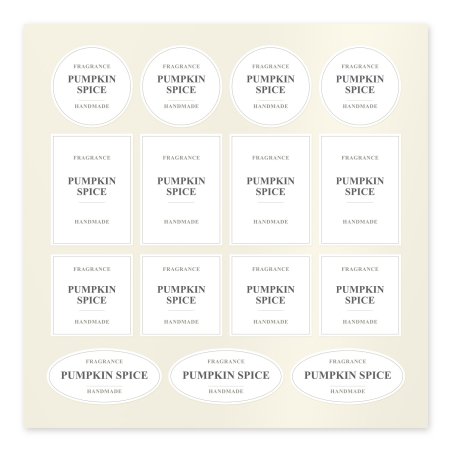 Folha de autocolantes Pumpkin Spice em branco, com formas redondas, retangulares, quadradas e ovais