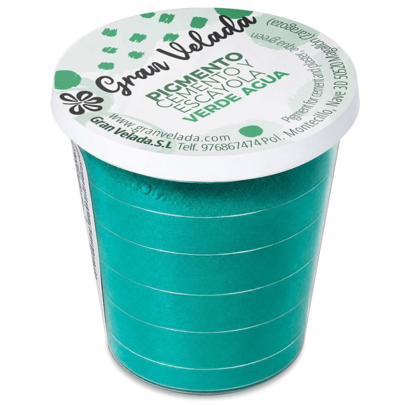 Envase de pigmento verde agua para cemento y escayola Gran Velada