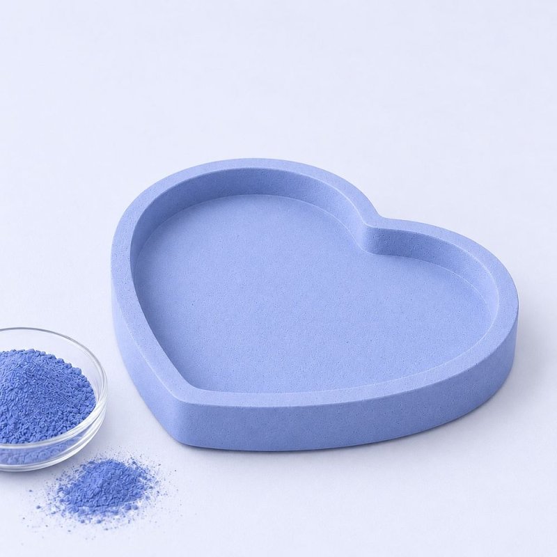 Bandeja coração lavanda com taça de pigmento para cimento e gesso