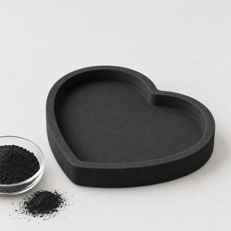 Plateau cœur noir intense avec coupelle de pigment pour ciment et plâtre