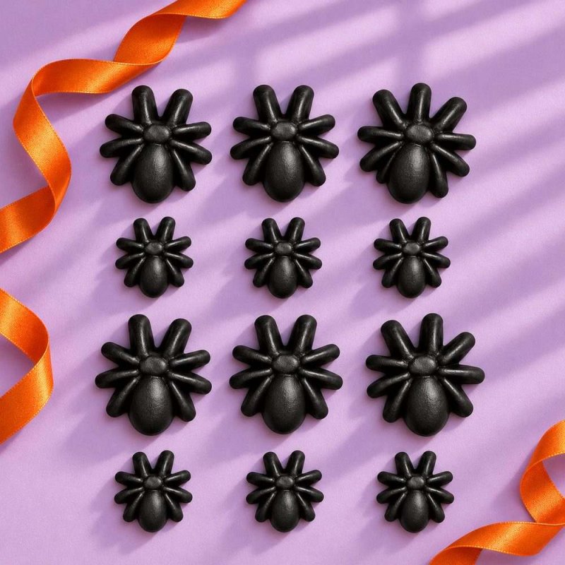Douze figurines noires d’araignées d’Halloween de deux tailles