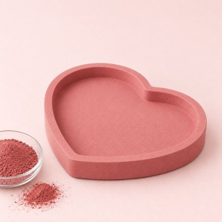 Bandeja coração rosa velho com taça de pigmento para cimento e gesso
