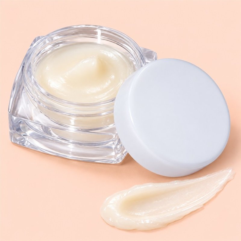 Flacon de 3 ml carré d’échantillon ouvert avec couvercle sur fond pastel