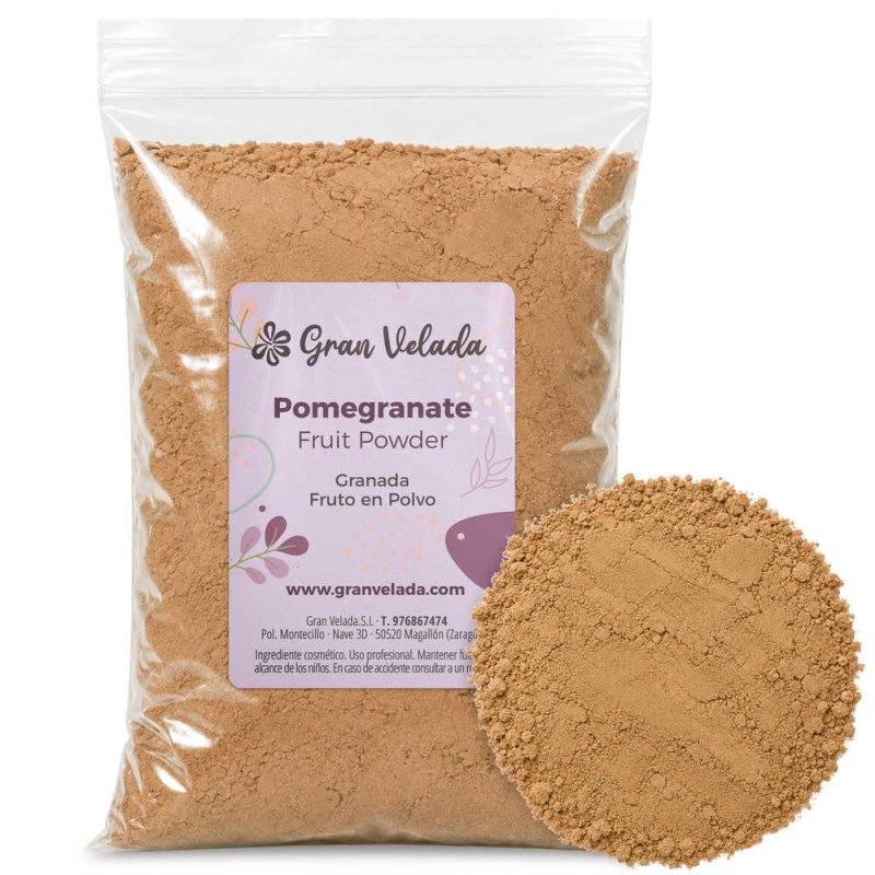 Sachet de grenade en poudre avec un échantillon de poudre à côté