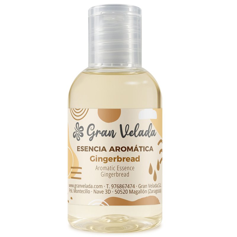 Frasco de essência aromática gingerbread sobre fundo branco