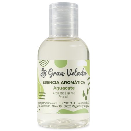 Frasco de essência aromática de abacate sobre fundo branco