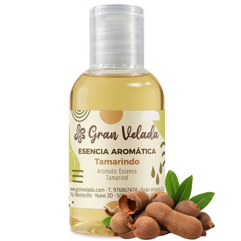 Essência aromática de tamarindo com frutos e folhas de tamarindo