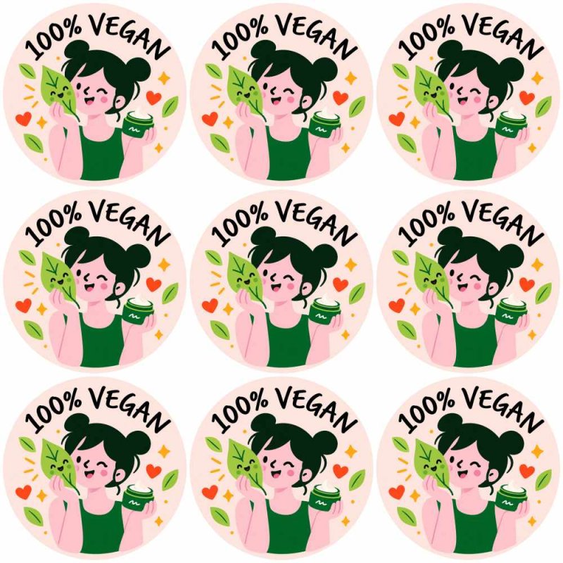 Blíster de 9 pegatinas redondas 100% vegan.