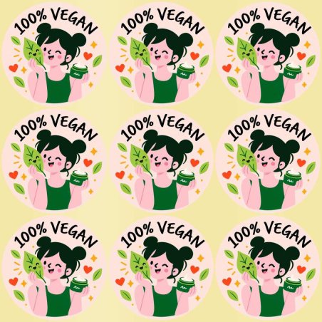 Blíster de 9 pegatinas redondas 100% vegan con vinilo pelado.