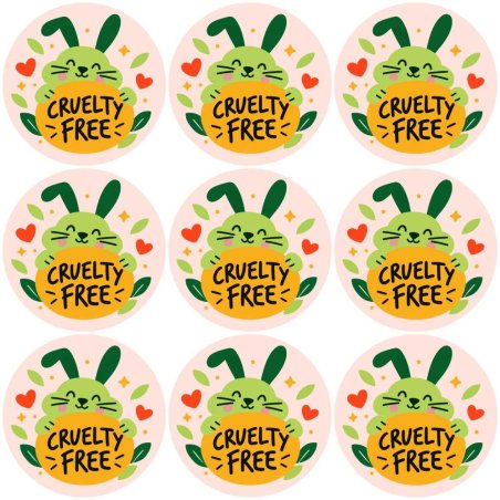 Blíster de 9 pegatinas redondas cruelty free.